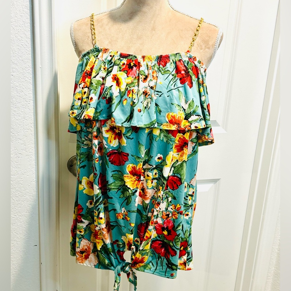 Hawaiian Plumeria Tropical Island vibes cruise wear floral Peasant top sz 3X